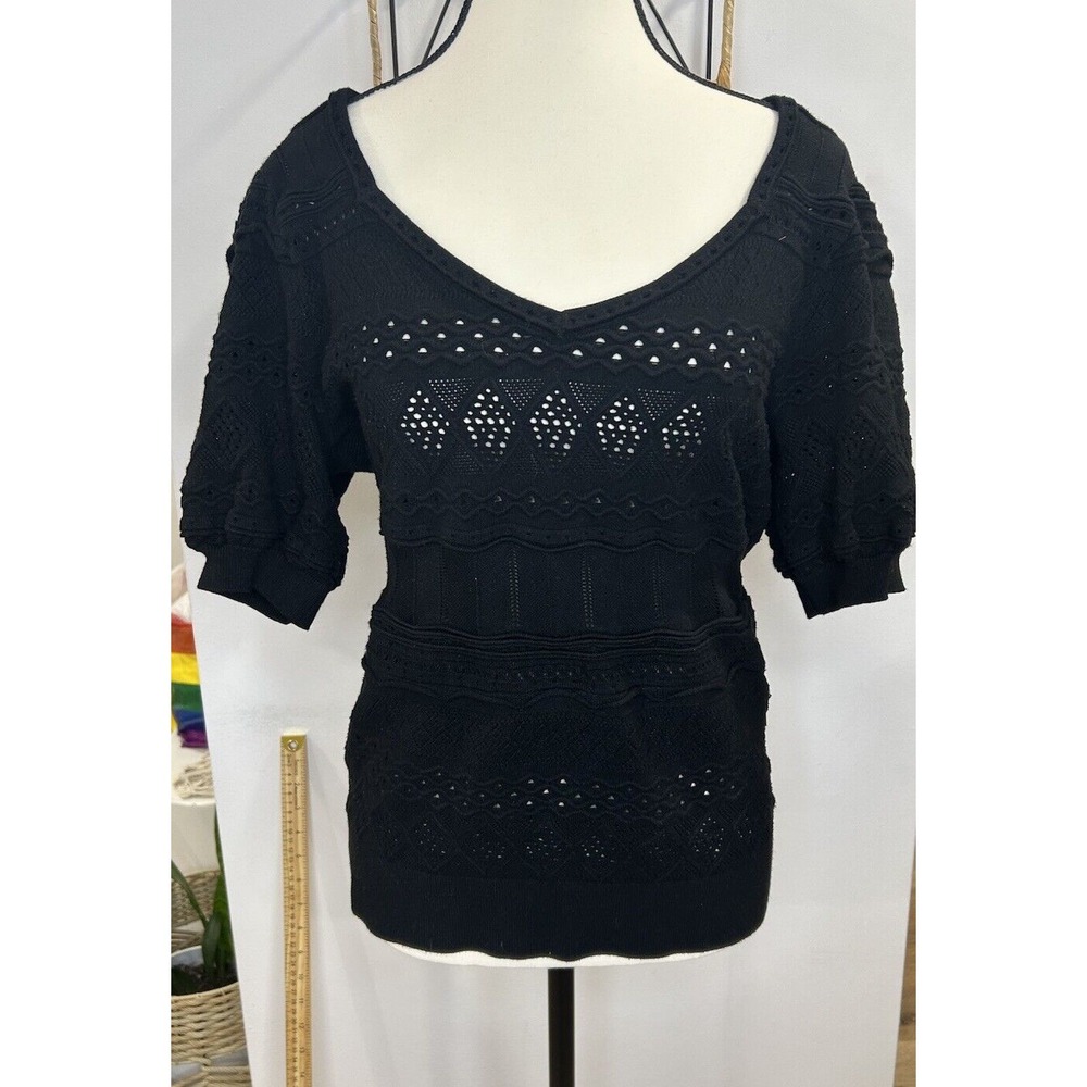 Milly Short Sleeve knit Sweater - Size‎ XL Black Color